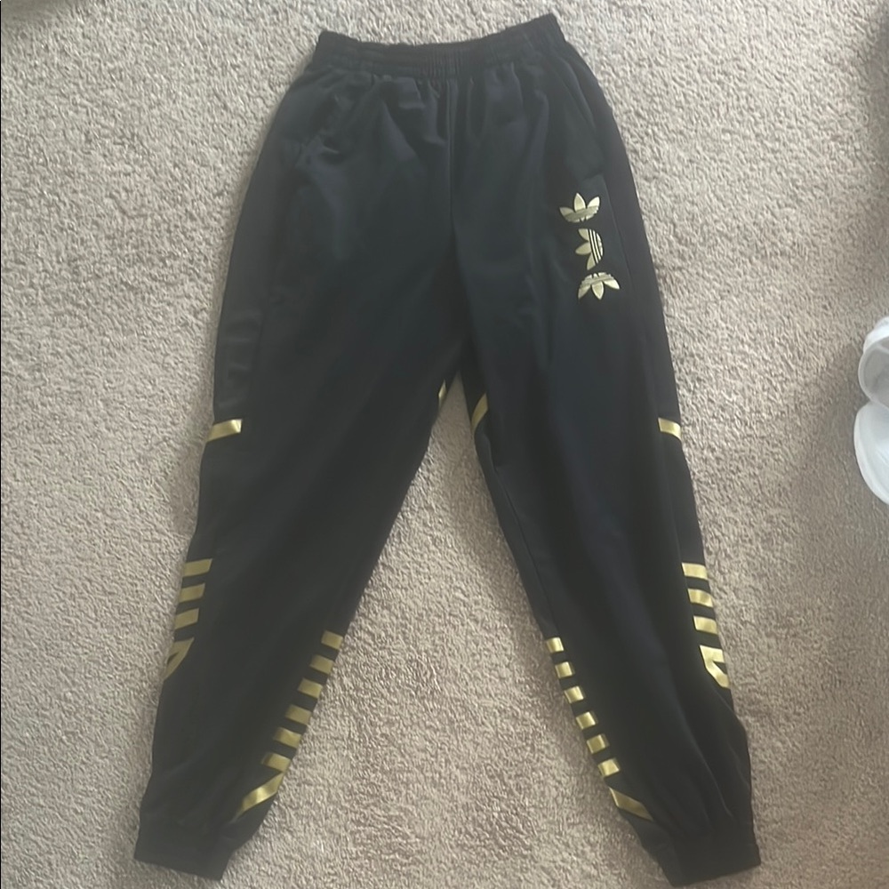 Adidas Black and Gold Track Pants